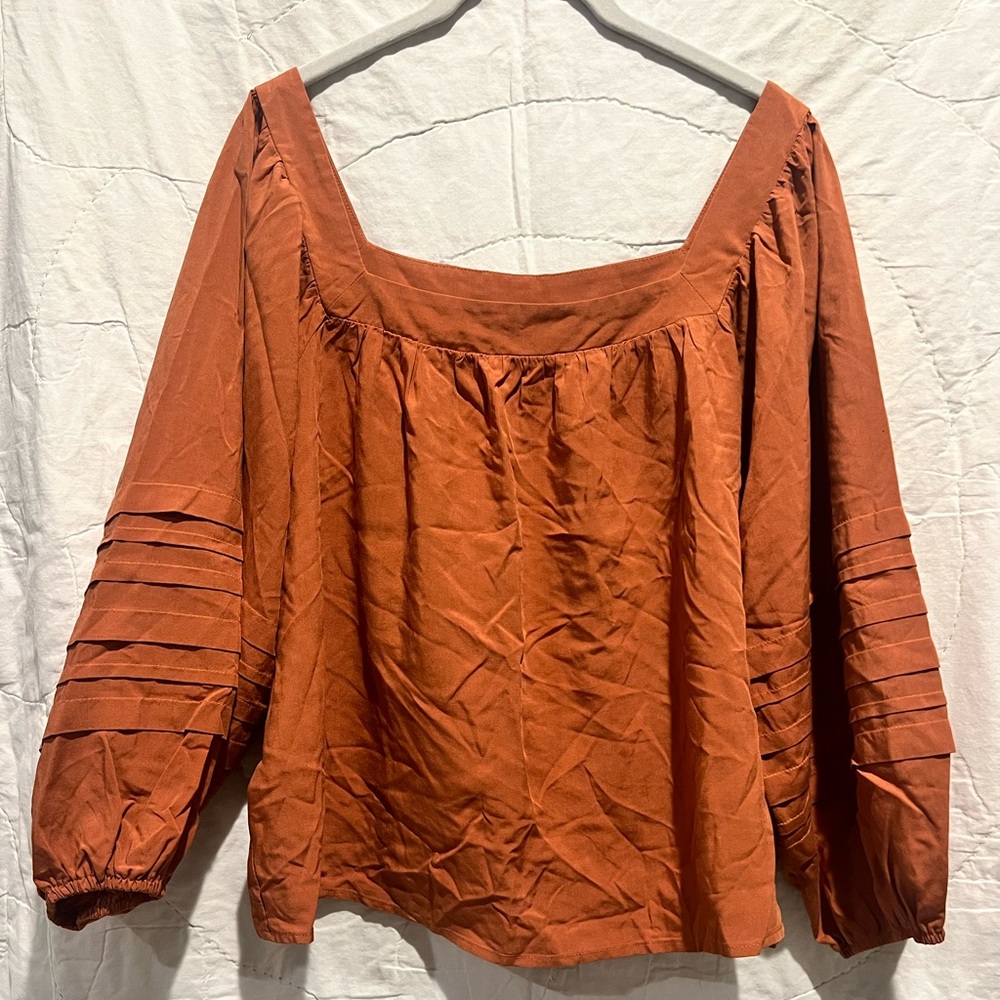 She + Sky Burnt Orange Women's Blouse Sz: Small